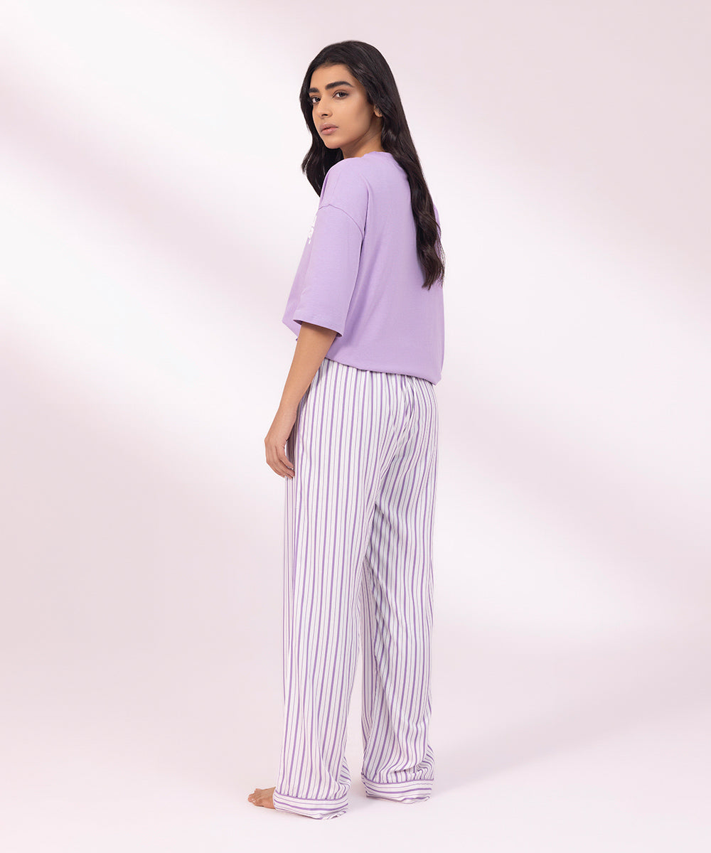 Women's Purple Printed viscose Trousers