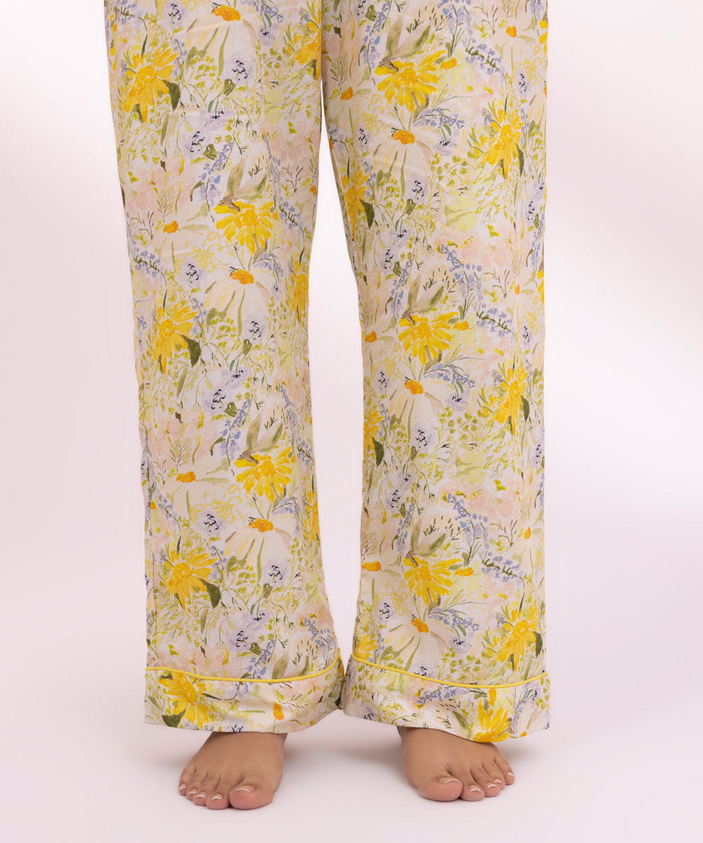 Women's Mustard Yellow Printed viscose Trousers
