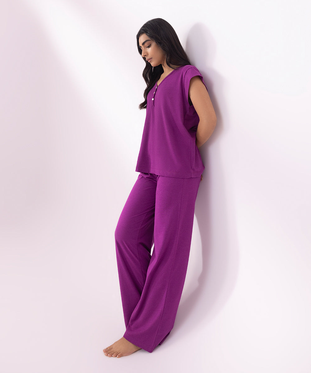 Women's Magenta Jersey Trousers