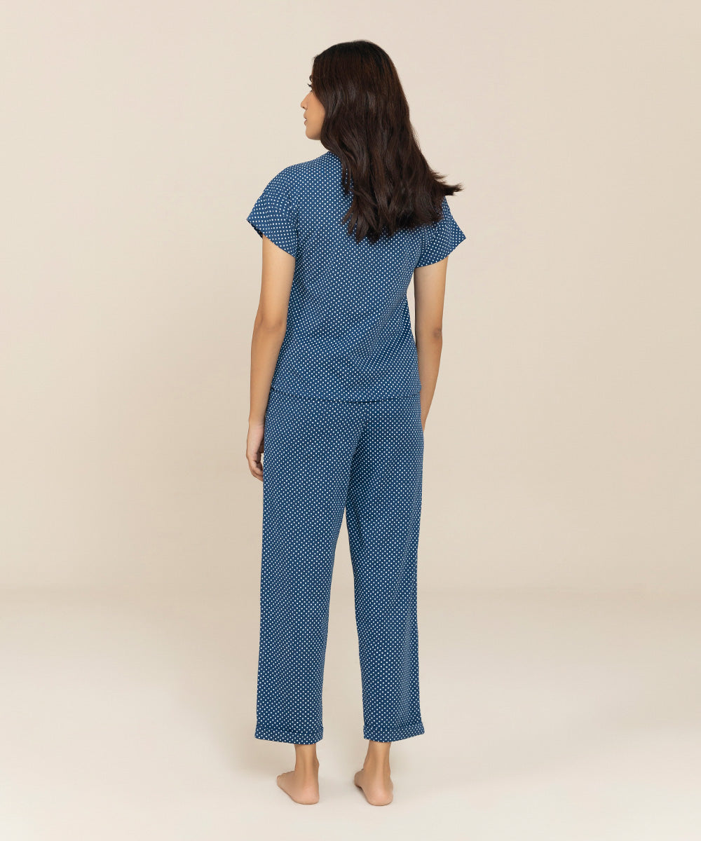 Women's Sleepwear Blue Printed PJ Set