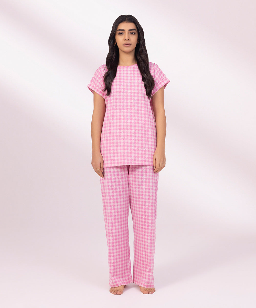 Women's Pink Printed PJ set