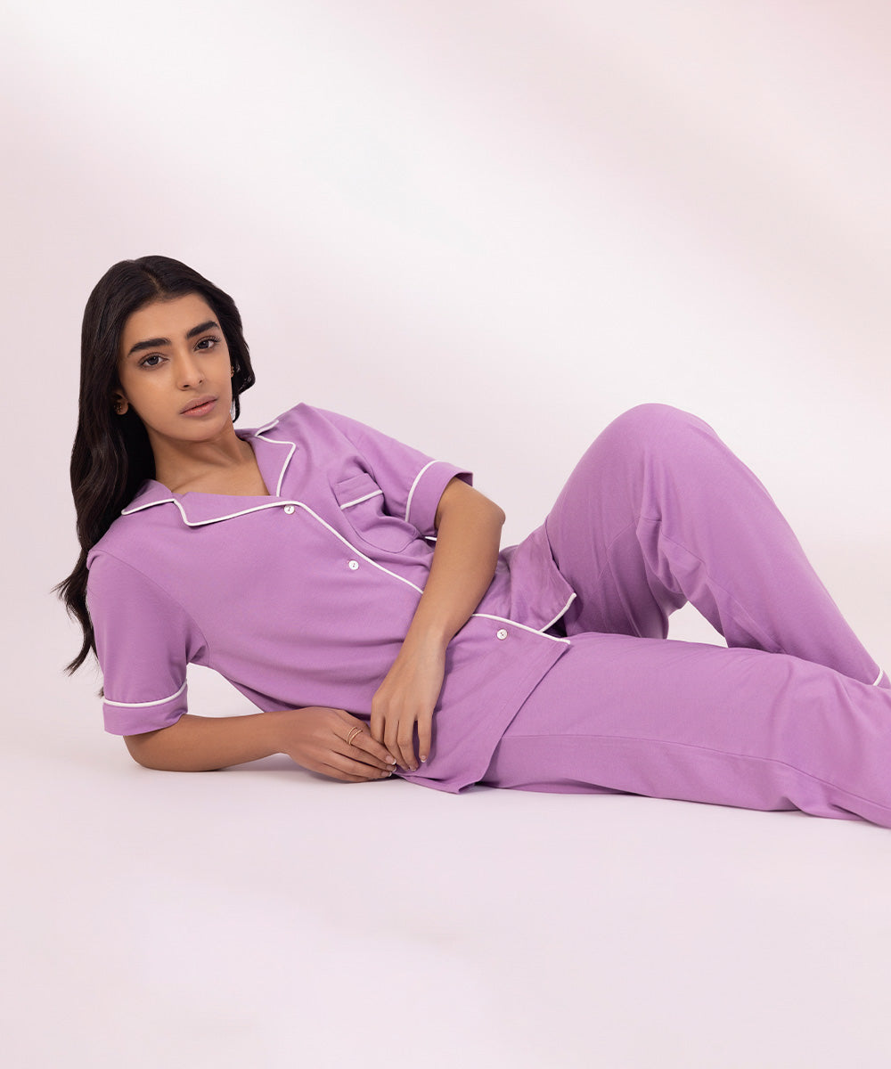 Women's Purple Solid PJ Set