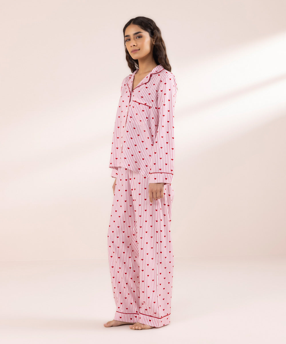 Women's Sleepwear Striped with heart viscose PJ Set
