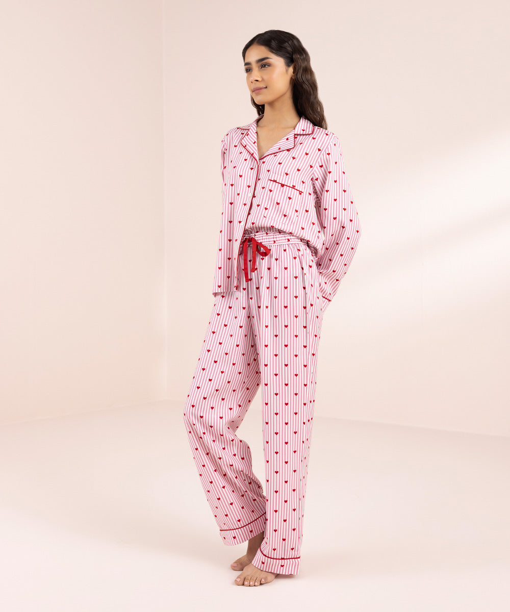 Women's Sleepwear Striped with heart viscose PJ Set