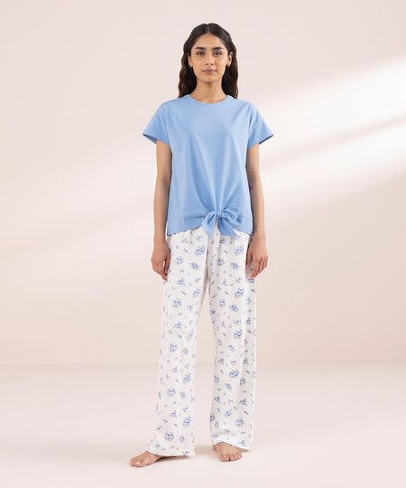 Women's Sleepwear T-shirt with Front Tie