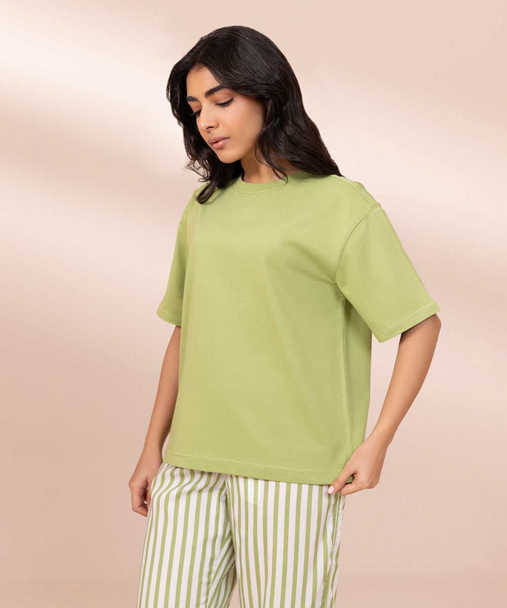 Women's Lime Green Round Neck T-Shirt