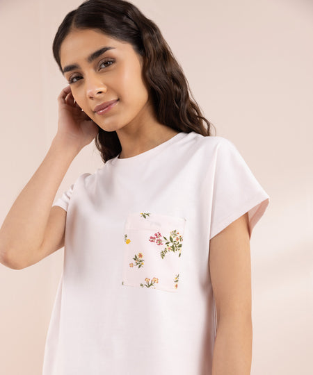 Women's Sleepwear T-shirt with Printed Pocket