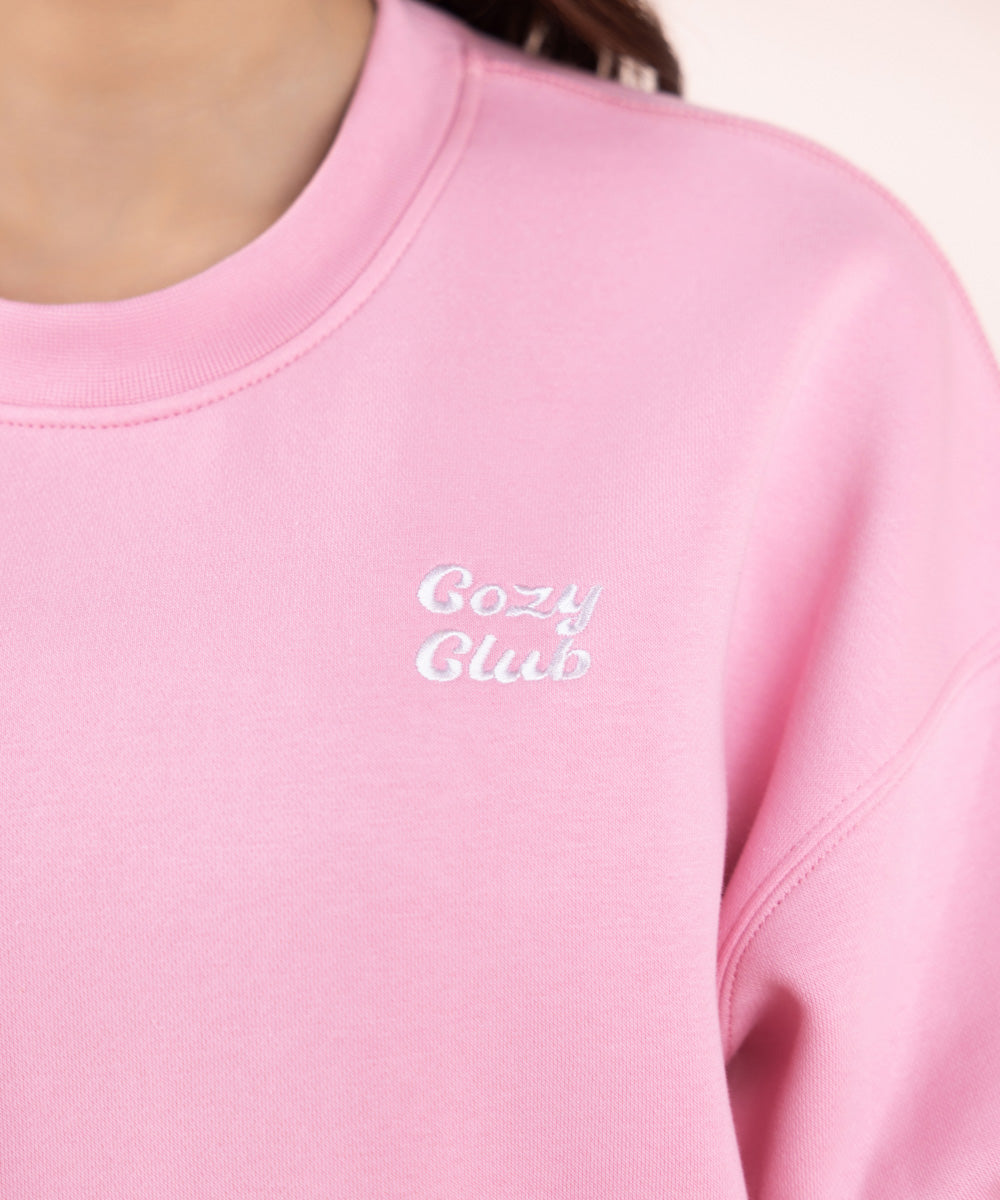 Women's Sleepwear Pink Oversized Sweatshirt With Slogan