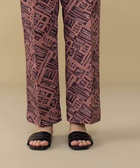Women's Pret Khaddar Pink Straight Trousers