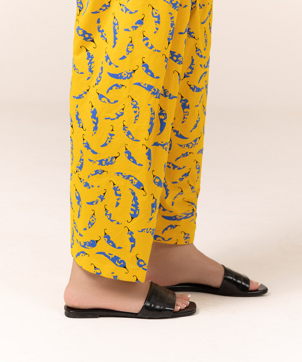 Women's Intermix Pret Cambric Printed Yellow Shalwar