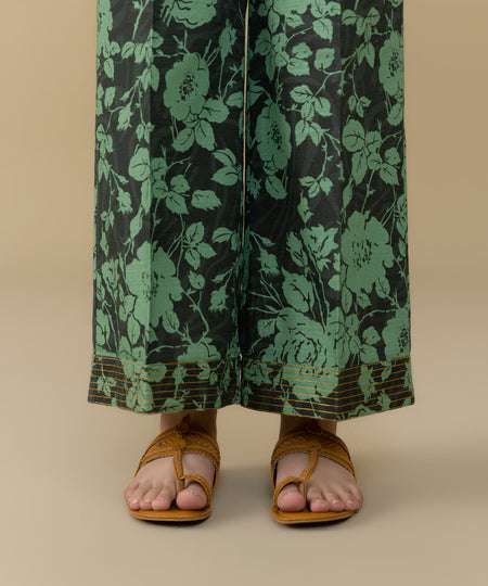 Women's Pret Khaddar Green Printed Culottes