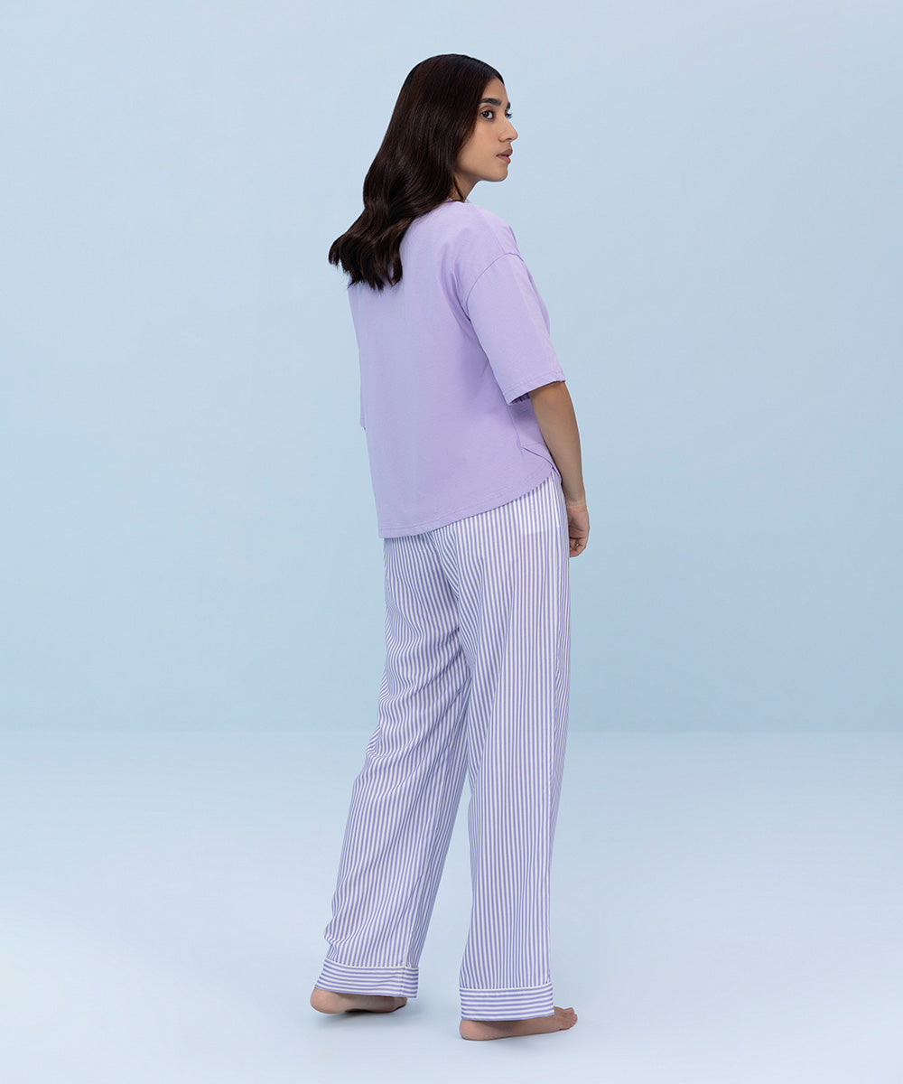 Women's Sleepwear Lilac Printed Cotton T-Shirt 