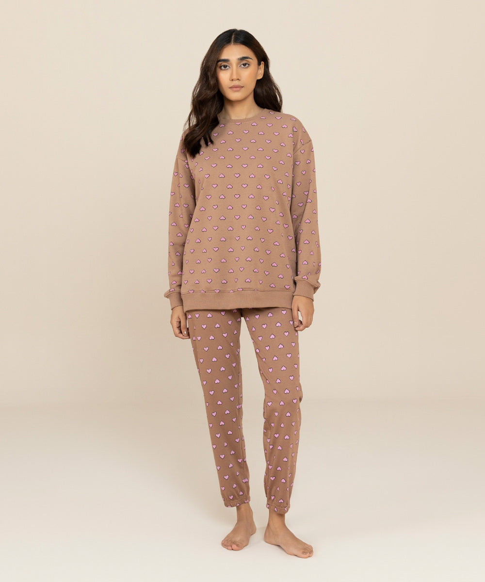 Women's Sleepwear Brown Cotton Sweatshirt