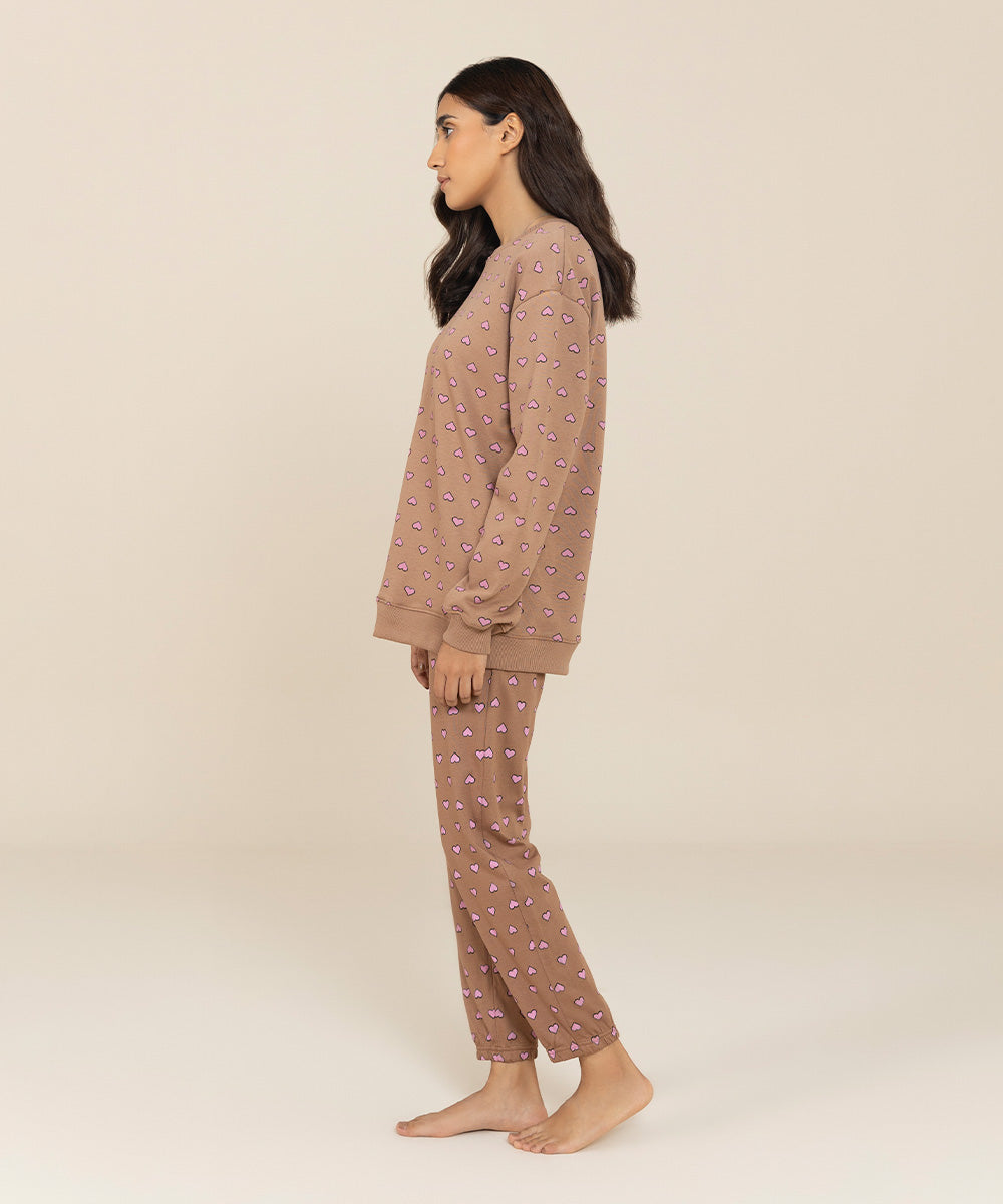 Women's Sleepwear Brown Cotton Sweatshirt