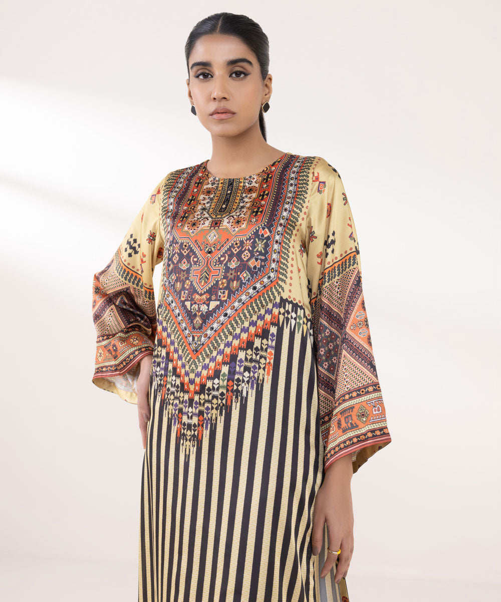 Women's Pret Blended Satin Printed Multi 2 Piece Suit