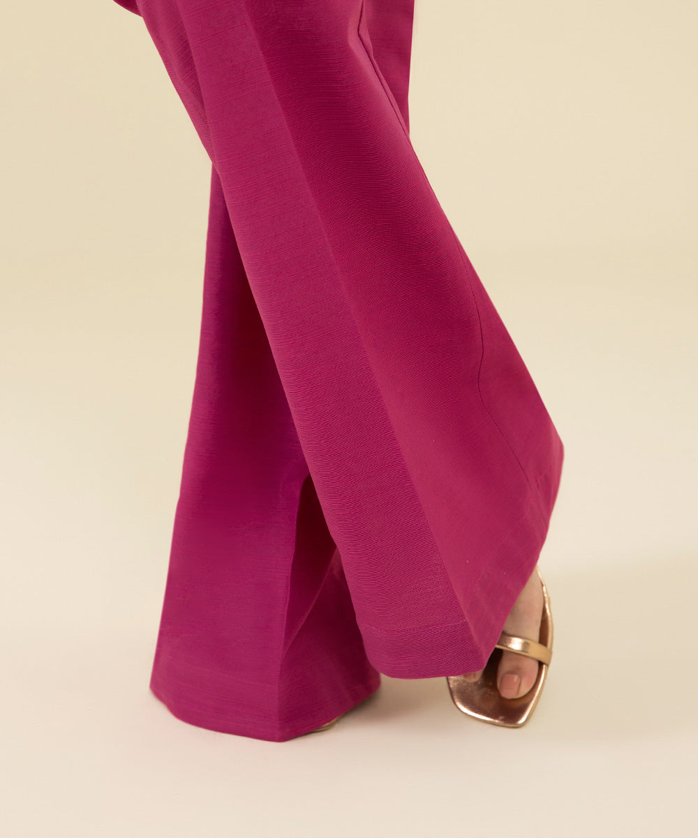 Women's Khaddar Unstitched Purple Trousers Fabric