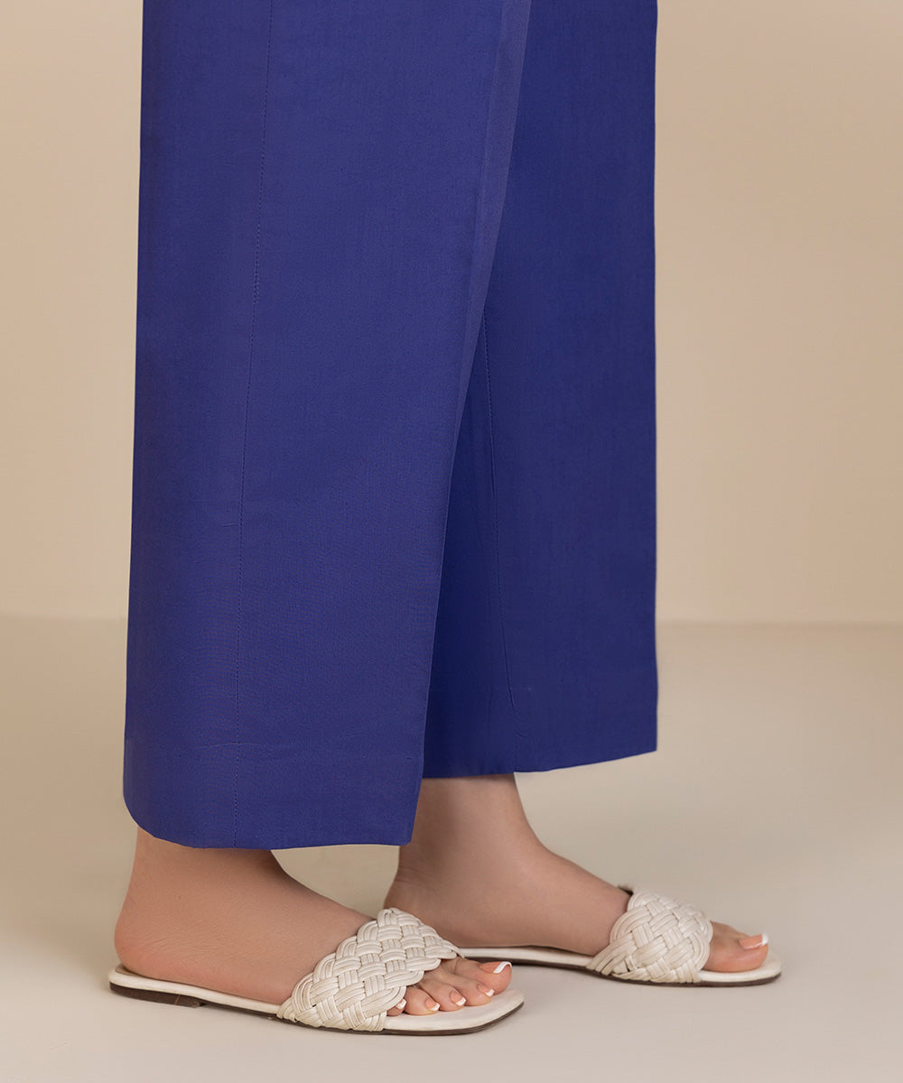 Women's Unstitched Lawn Dyed Blue Trousers Fabric