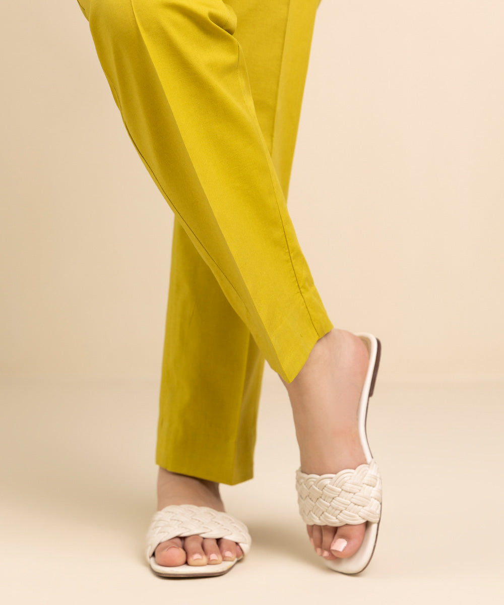 Women's Unstitched Cambric Yellow Printed Trousers Fabric
