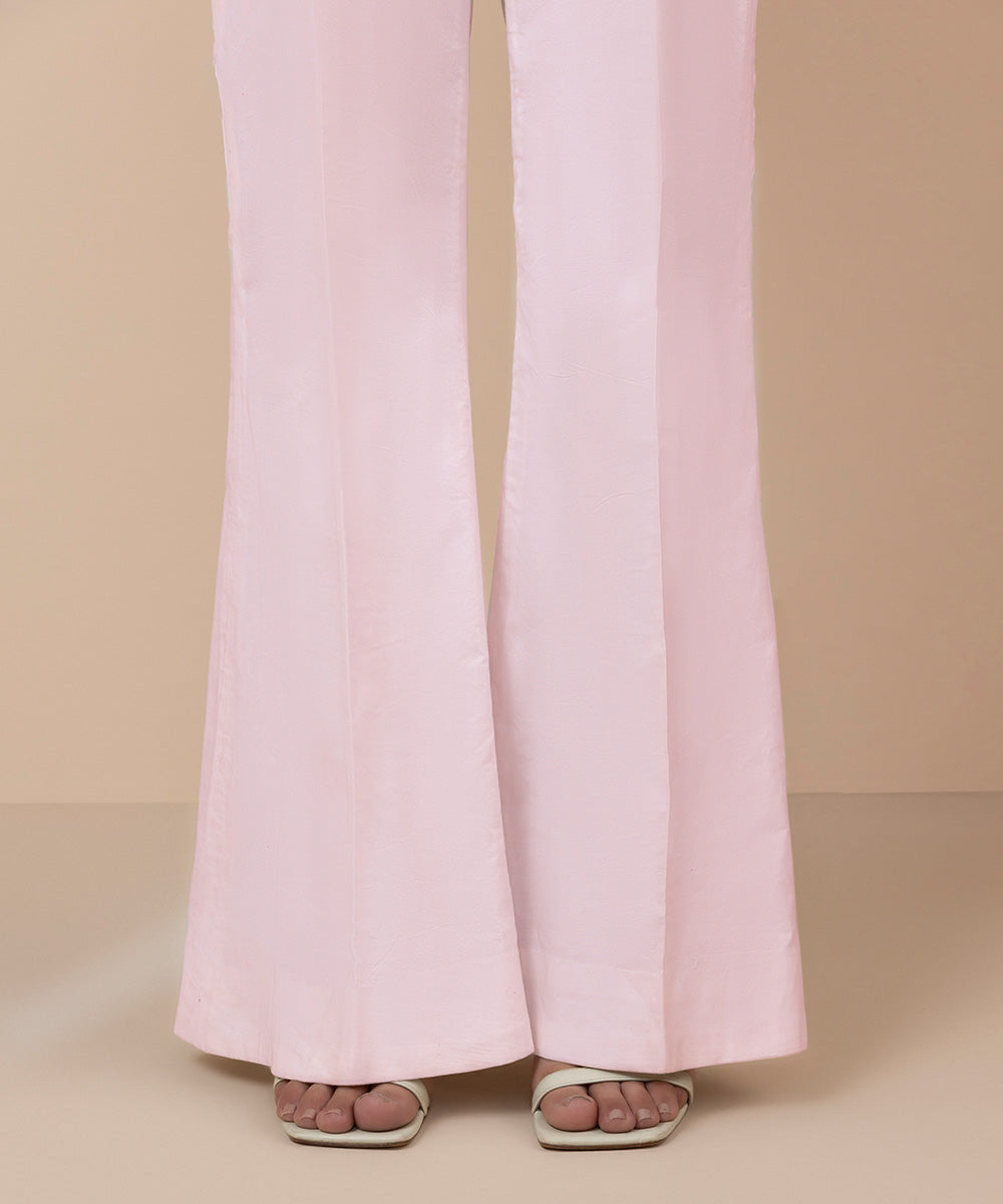Women's Unstitched Cambric Printed Pastel Pink Trousers Fabric