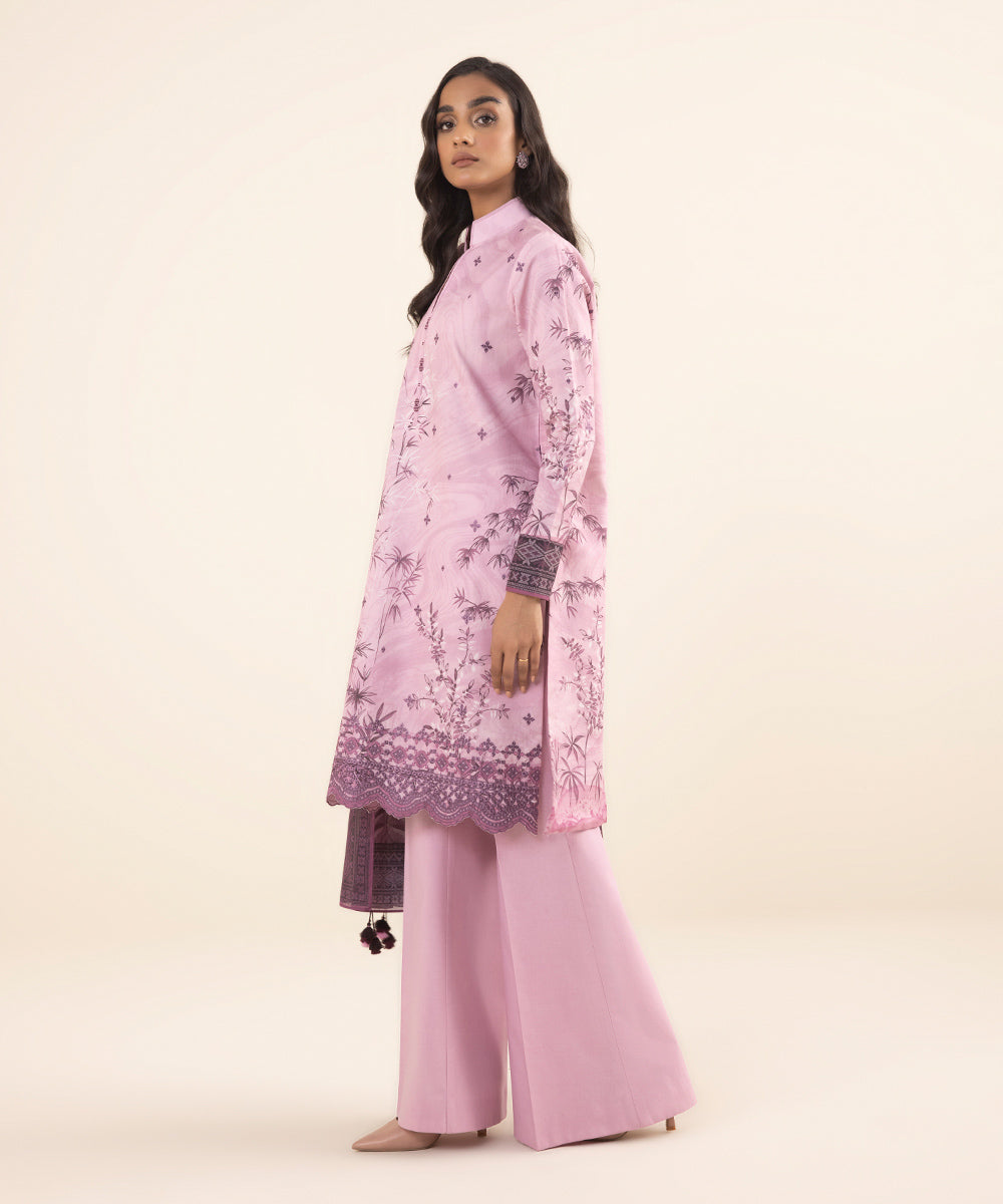 Women's Intermix Unstitched Cambric Purple 2 Piece Suit