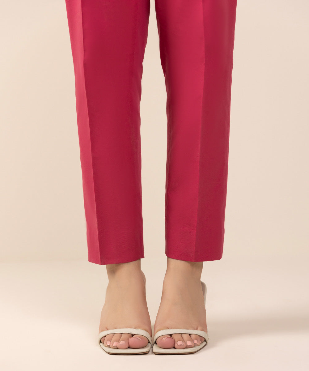 Women's Unstitched Cambric Pink Trousers Fabric