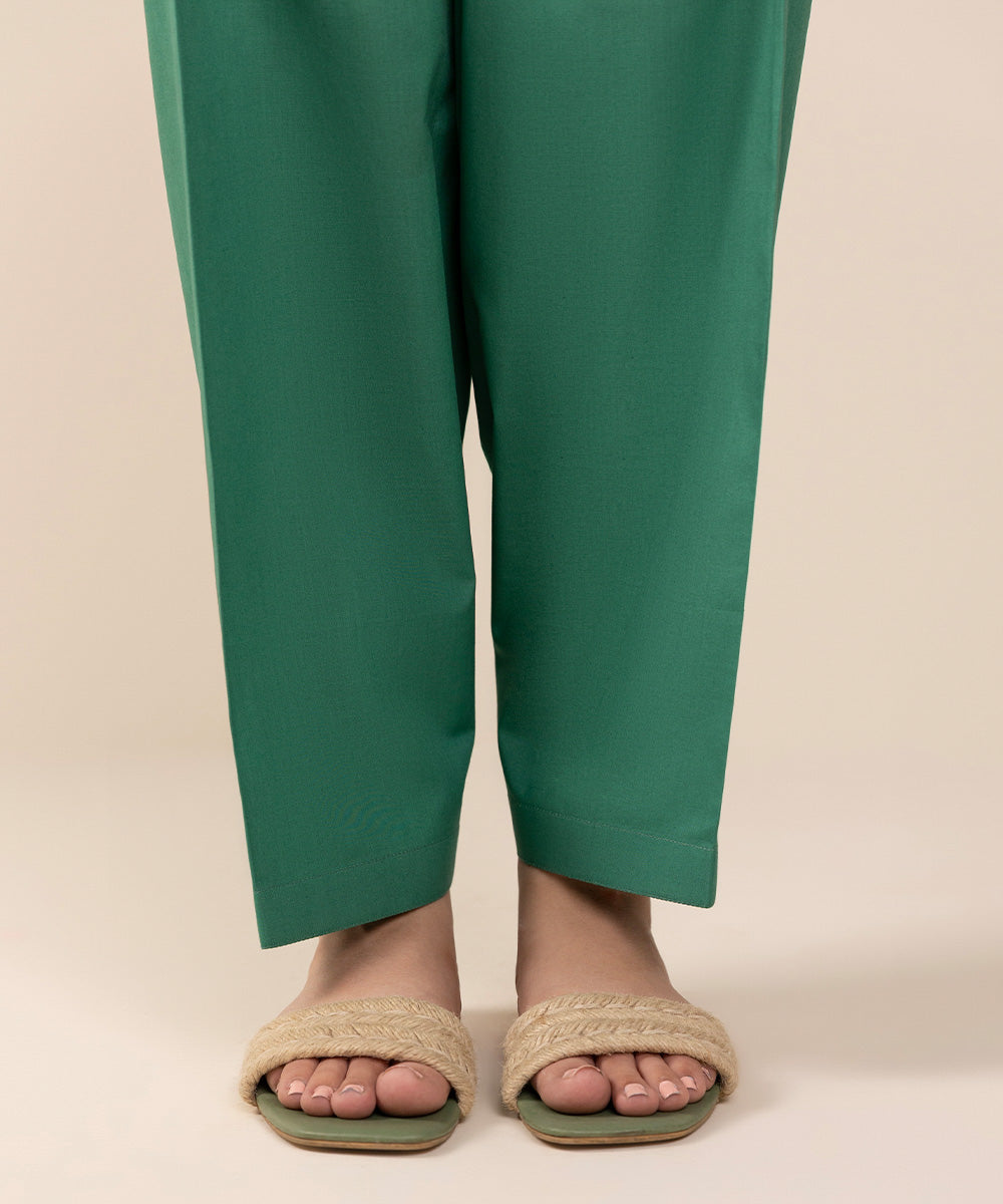 Women's Unstitched Cambric Green Trousers Fabric