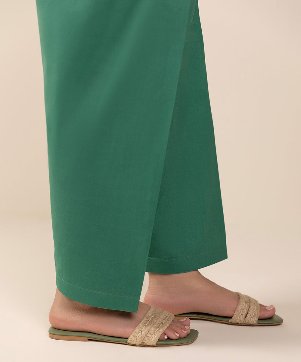 Women's Unstitched Cambric Green Trousers Fabric