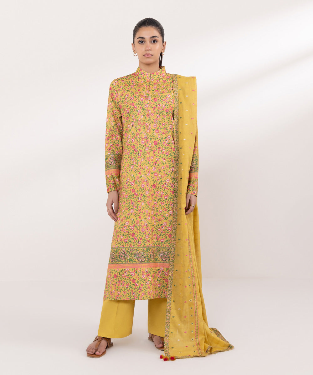 Women's Pret Lawn Printed Yellow Straight Shirt