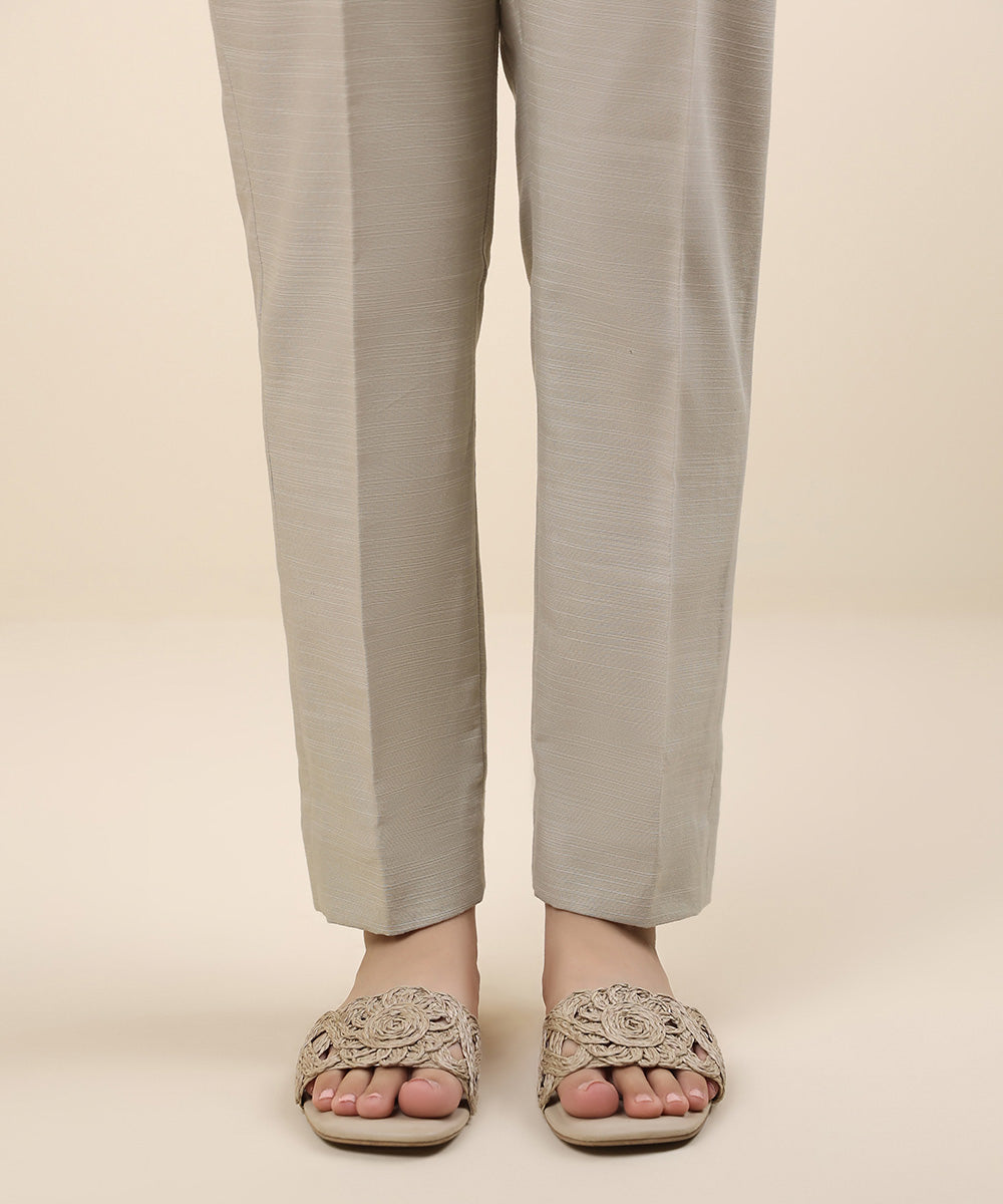 Women's Unstitched Khaddar Grey Printed Trousers Fabric