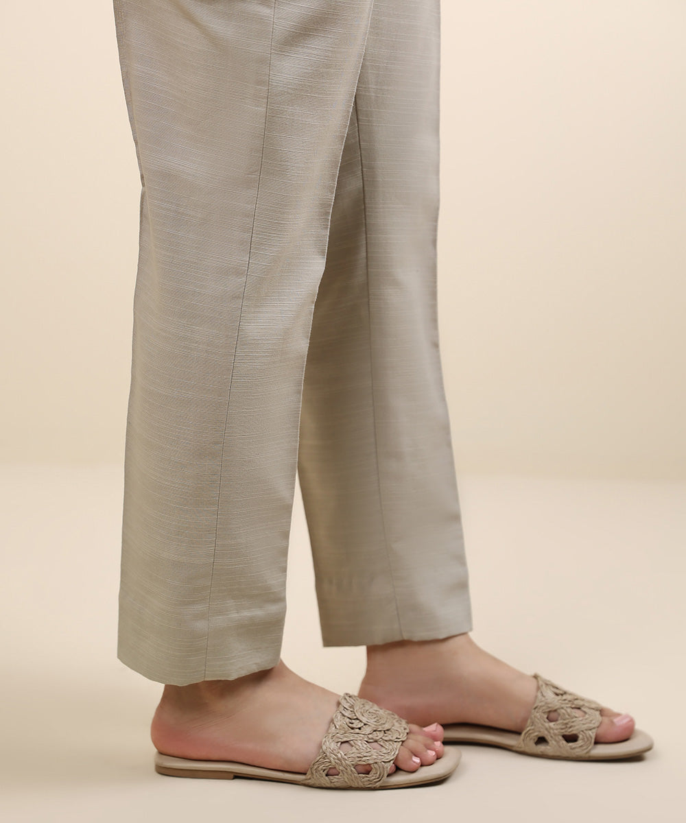 Women's Unstitched Khaddar Grey Printed Trousers Fabric