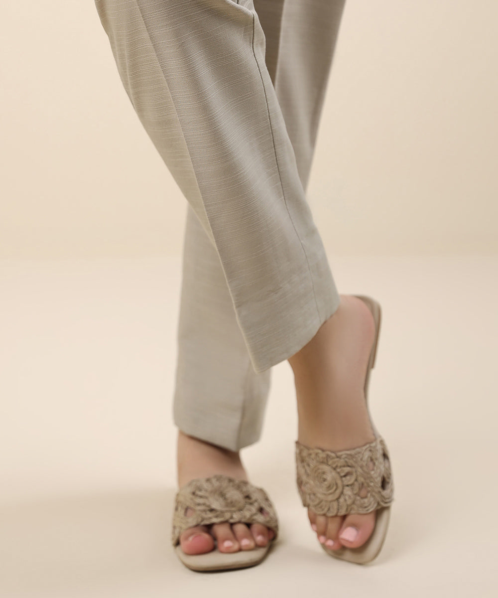 Women's Unstitched Khaddar Grey Printed Trousers Fabric