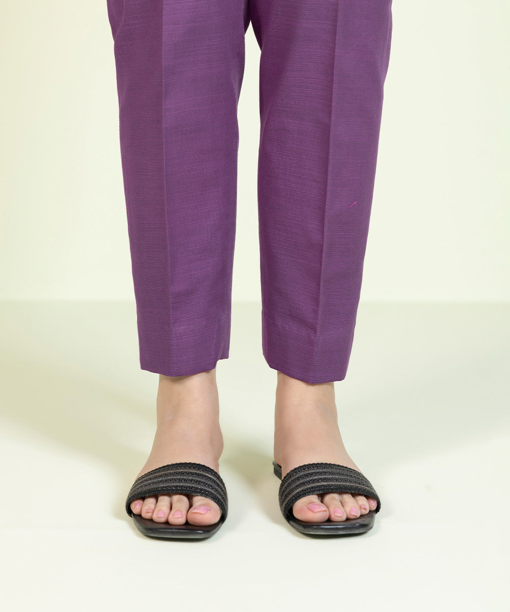 Women's Winter Unstitched Khaddar Purple Trousers