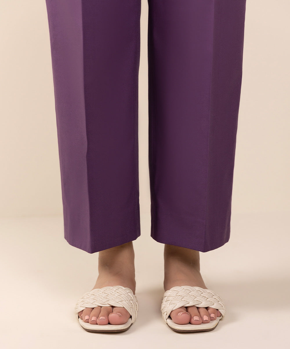Women's Unstitched Cambric Purple Trousers Fabric