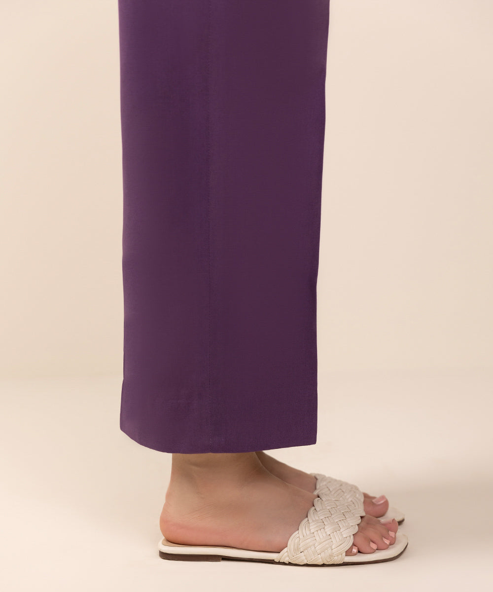 Women's Unstitched Cambric Purple Trousers Fabric