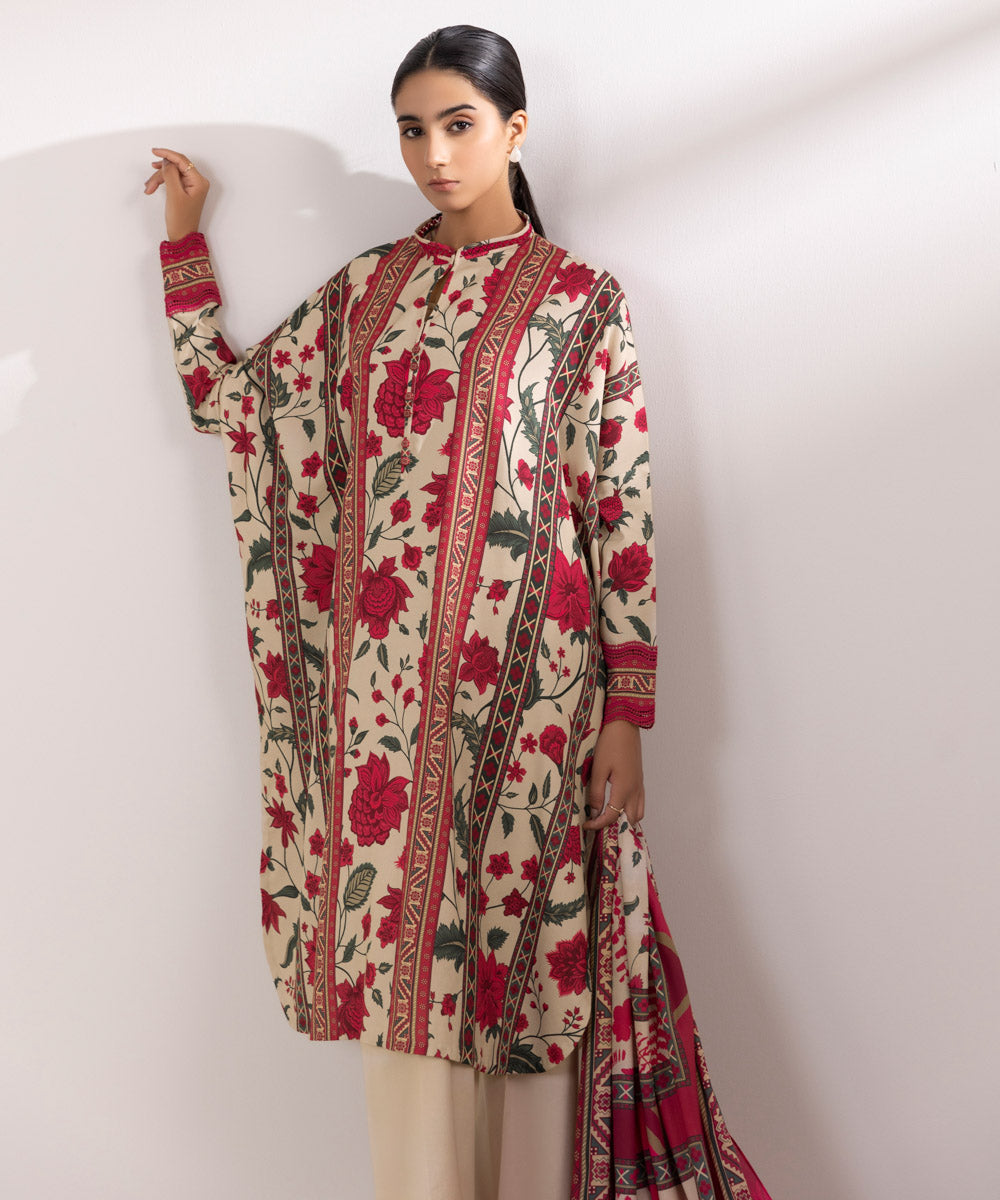 Women's Arabic Lawn Printed Multi Unstitched 3 Piece Suit