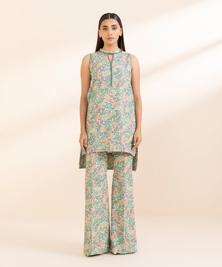 Women's Unstitched Printed Multicolour Light Khaddar Shirt and Trousers