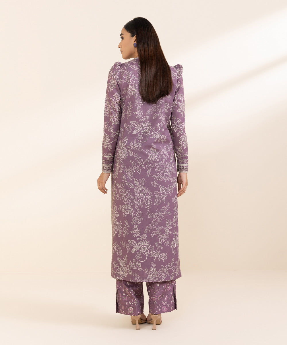 Women's Unstitched Lawn Purple Printed 2 Piece Suit