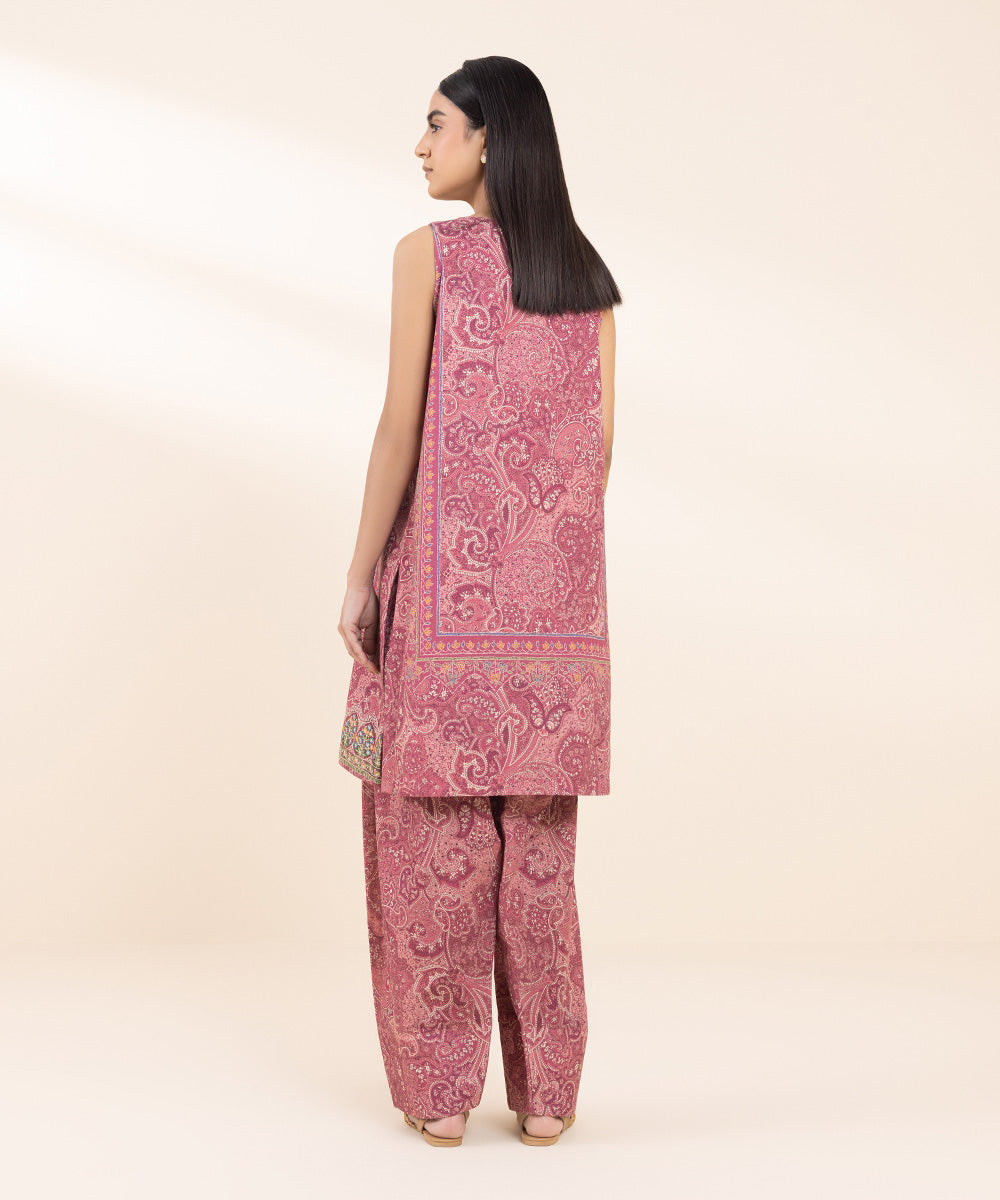 Women's Pret Khaddar Pink Embroidered 2 Piece Suit