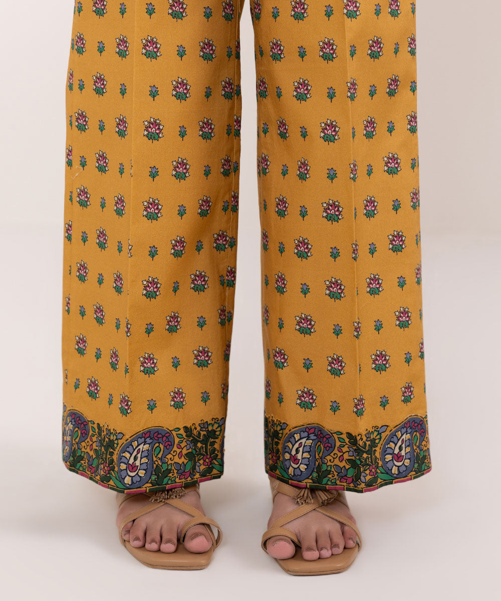 Women's Pret Cambric Embroidered Yellow Culottes