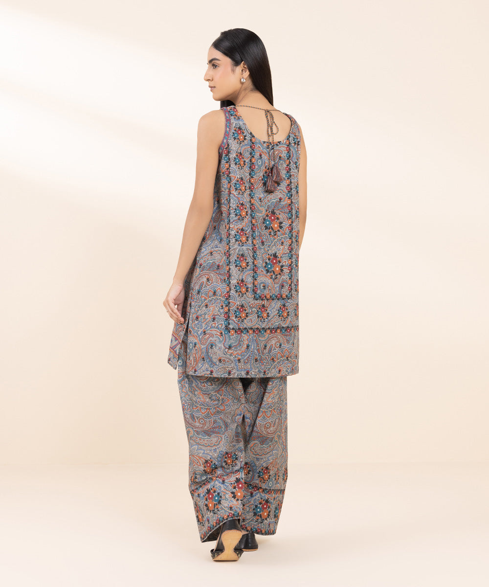 Women's Unstitched Khaddar Embroidered Multi 2 Piece Suit