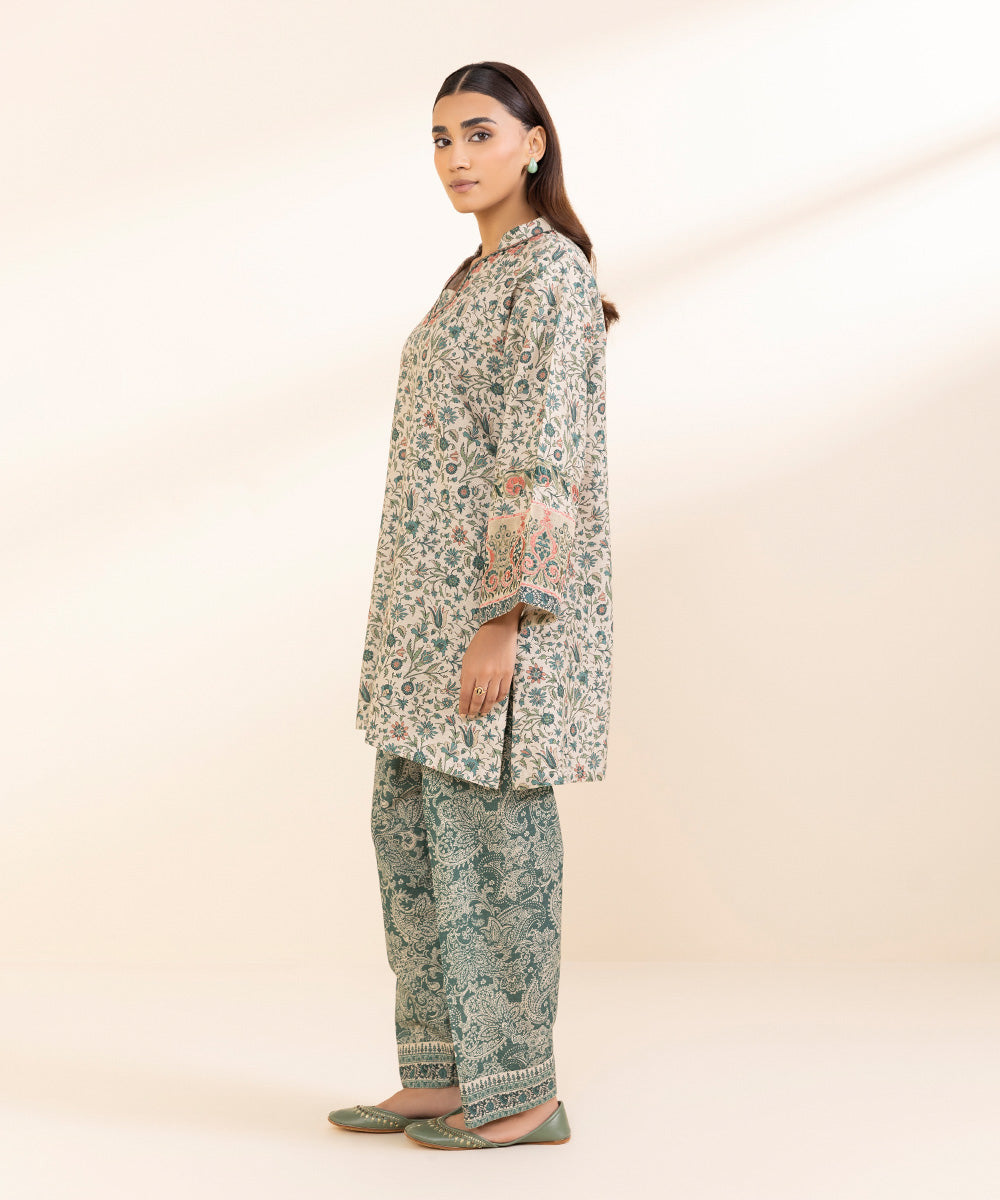 Women's Pret Khaddar Green Embroidered 2 Piece Suit