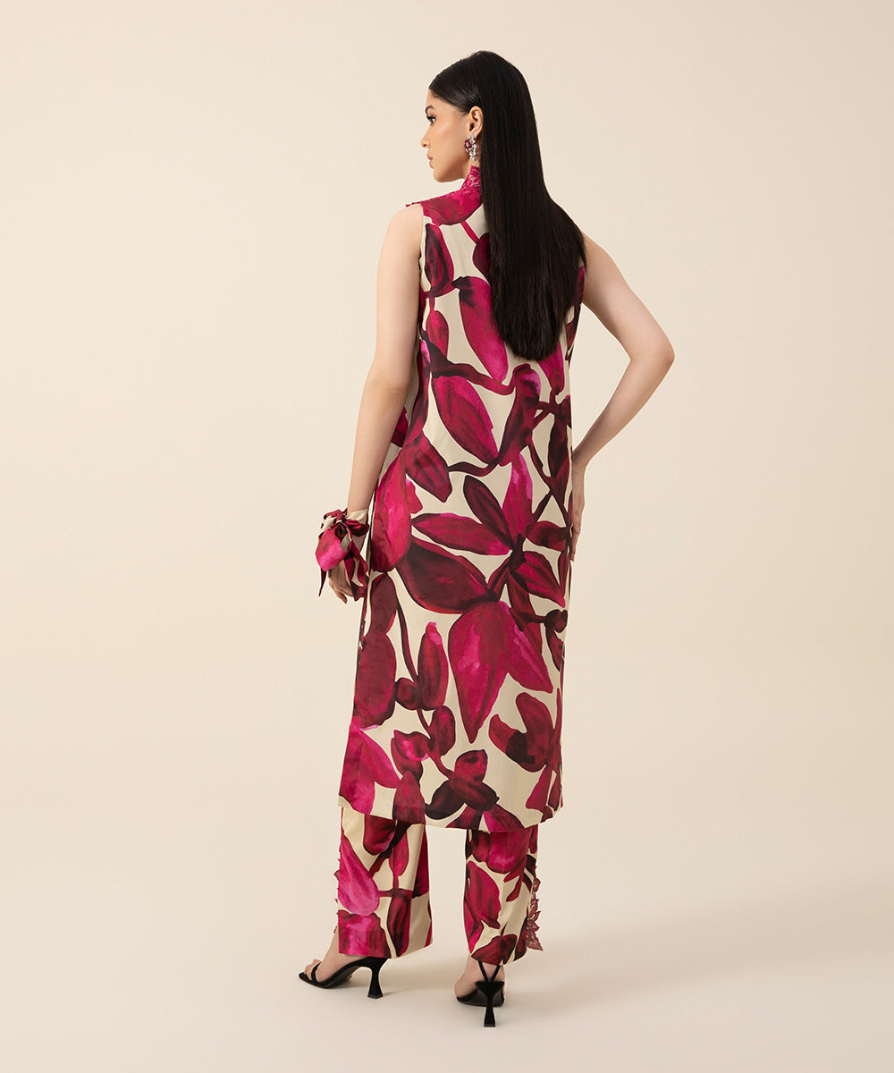 Women's Intermix Unstitched Blended Grip Silk Pink 2 Piece Suit