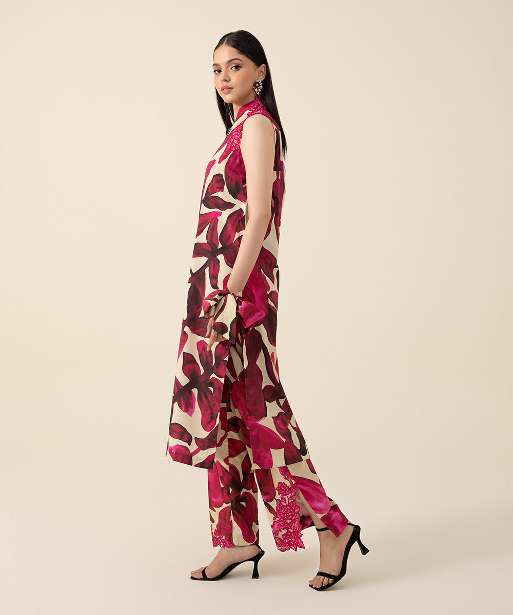 Women's Intermix Unstitched Blended Grip Silk Pink 2 Piece Suit