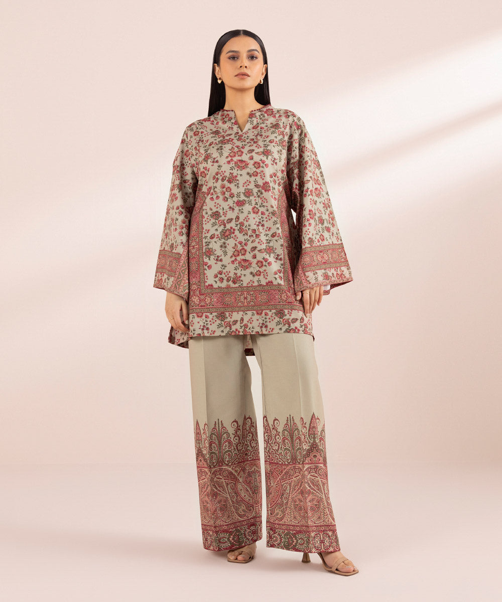 Women's Unstitched Blended Grip Silk Multi Printed 2 Piece Suit