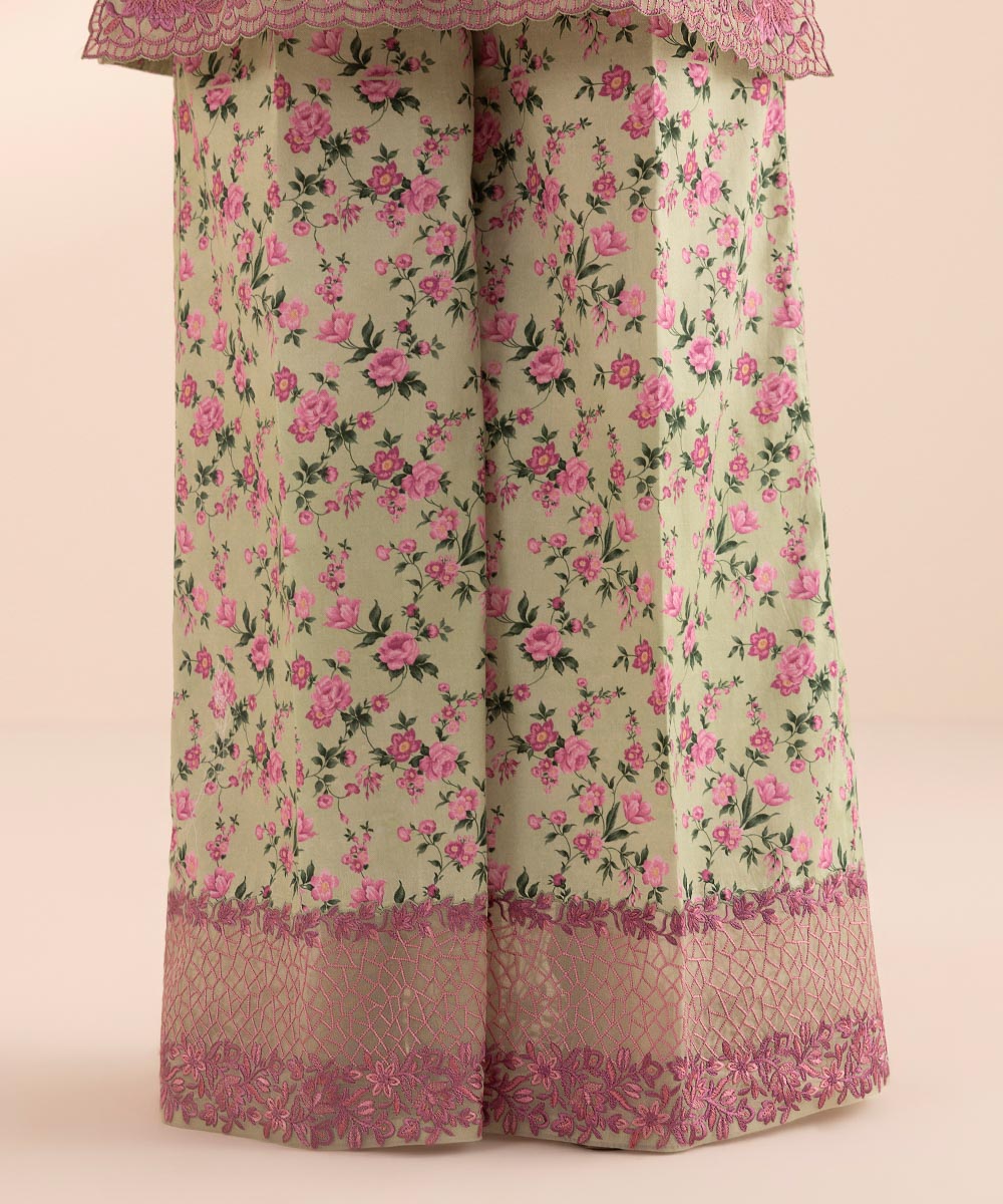 Women's Pret Cambric Multi Printed Embroidered Culottes