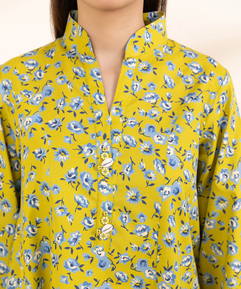 Women's Unstitched Lawn Yellow Printed 3 Piece Suit