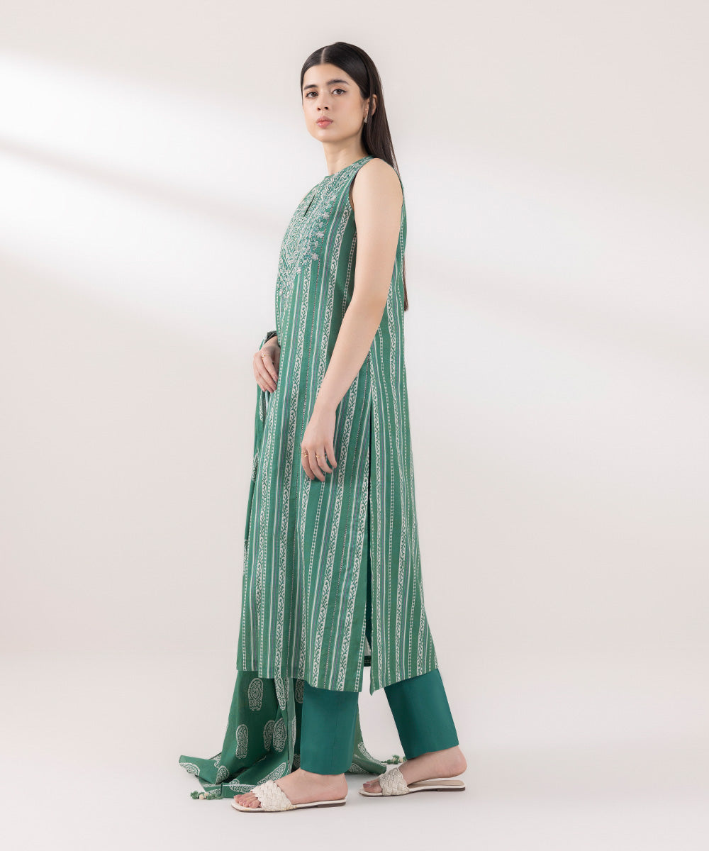 Women's Pret Cambric Solid Green Cigarette Pants