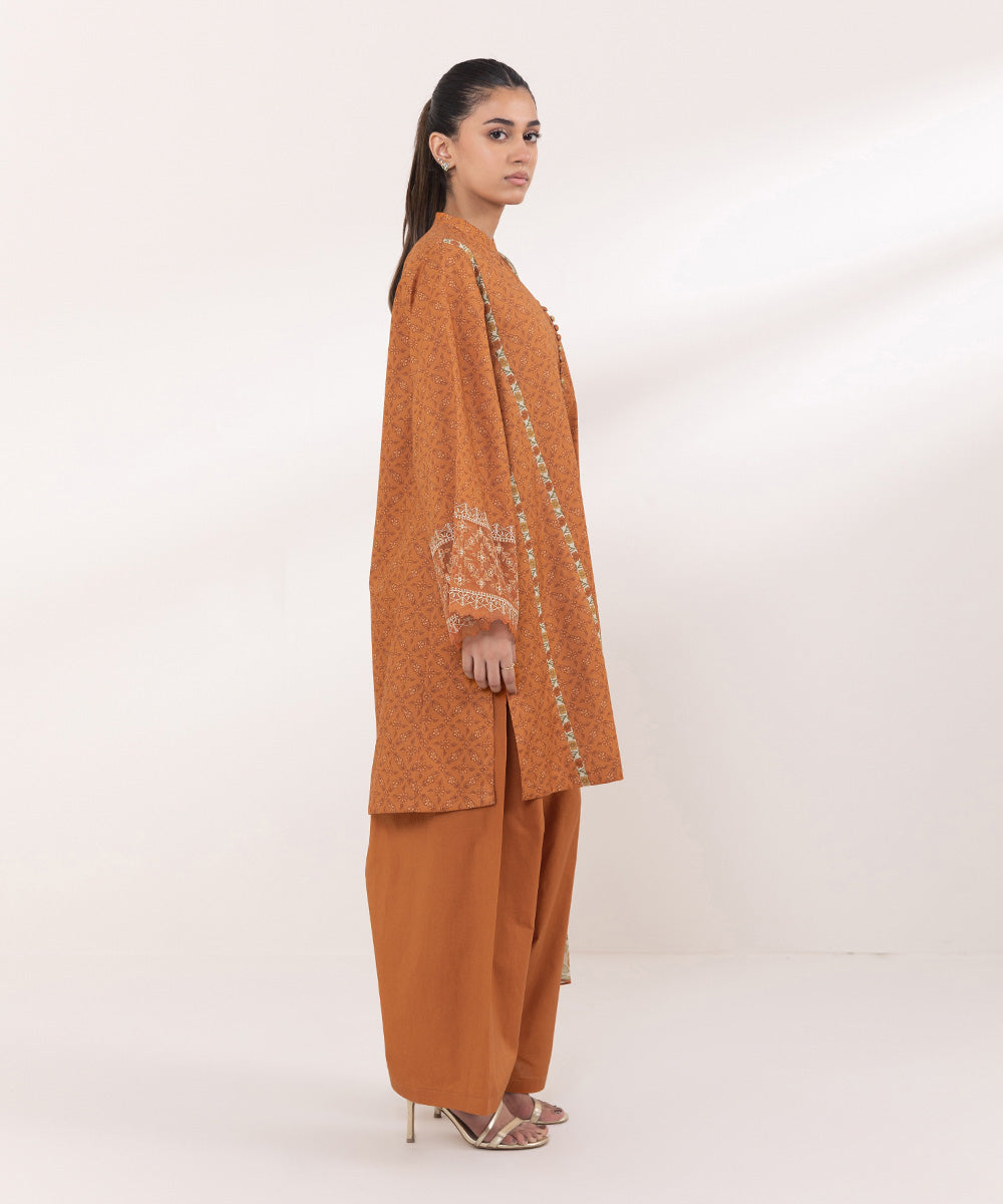 Women's Pret Cambric Solid Orange Shalwar