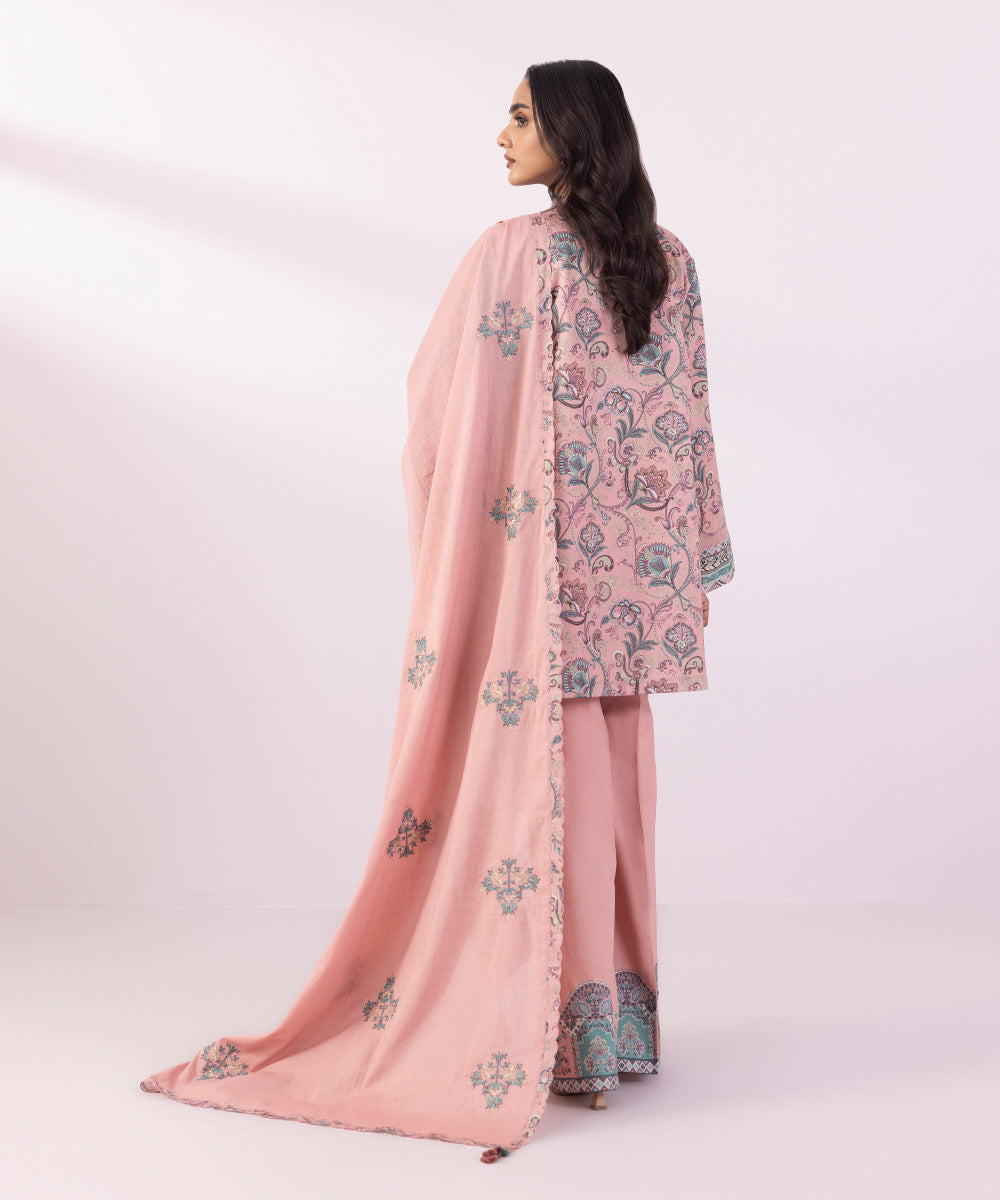 Voile Pink Embroidered Dupatta