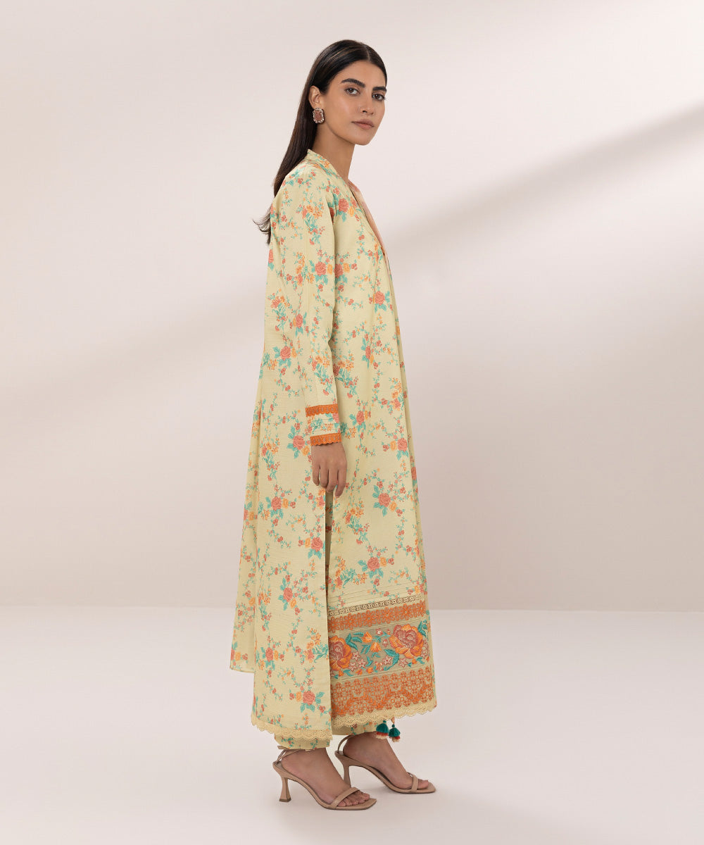 Women's Unstitched Zari Lawn Embroidered Multi 3 Piece Suit